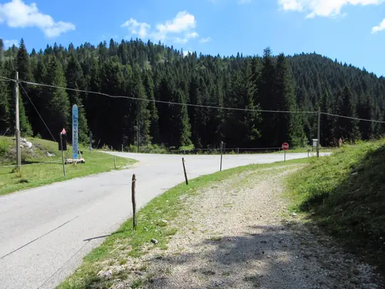 Incrocio con la strada del Monte Verena dove si prosegue a destra