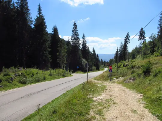 Fine del percorso pedonale durante il rientro verso Spiazzo Garibaldi