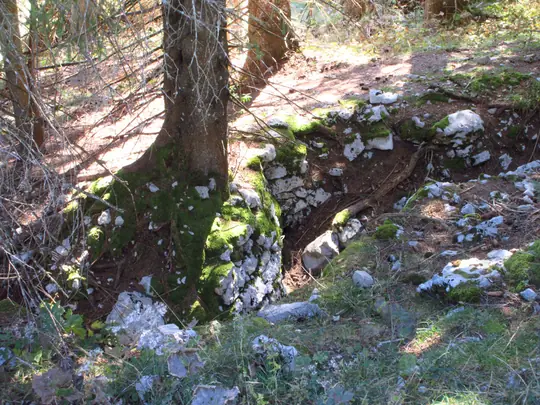 Resti di trincea nei pressi dell'osservatorio di Monte Cimon
