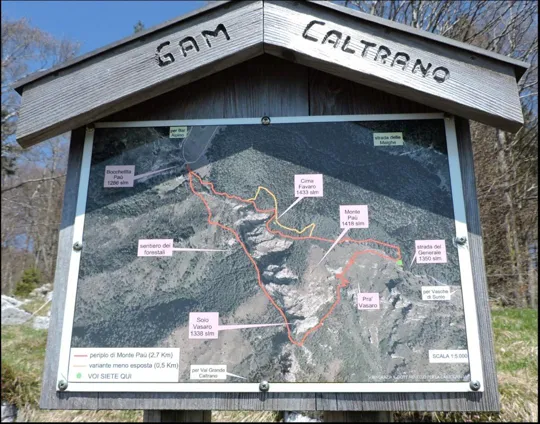 Tabella al termine del Sentiero dei forestali