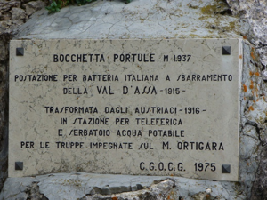 Bocchetta Portule - Tabella all