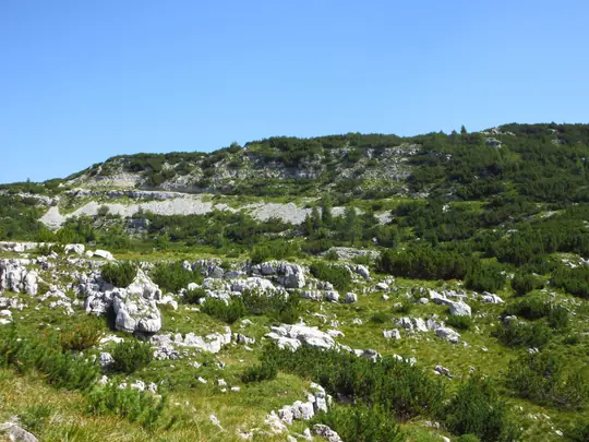 Il sentiero in costa visto dalla strada