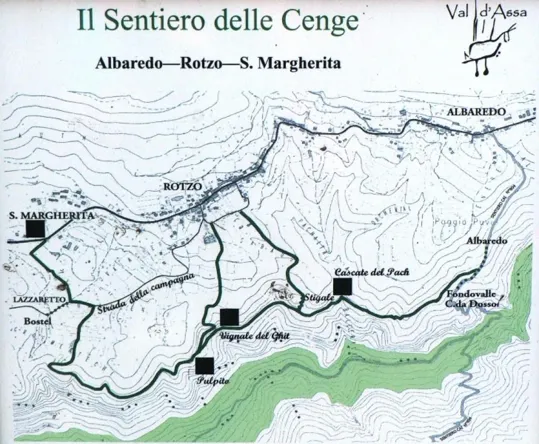 Cascate di Rotzo - cartina