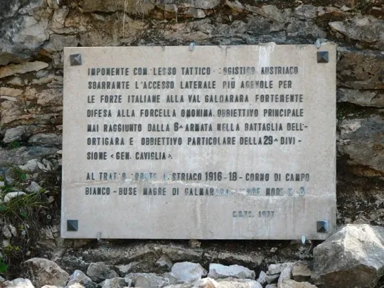 Tabella presso il bivio per Mina della Botte