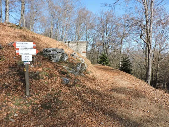 Inziio del sentiero di ritorno e deposito munizioni