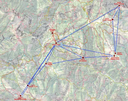 Piantina dei collegamenti tra i forti