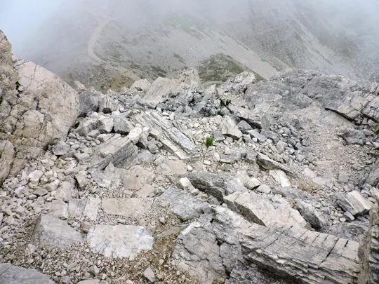 Pasubio - Dente Italiano, effetti delle mine