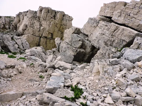Pasubio - Dente Italiano, effetti delle mine