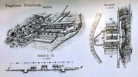 1911 - modifiche al forte Tombion per il passaggio della ferrovia
