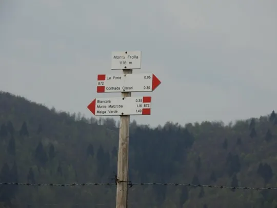 Le indicazioni sul Monte Frolla 1.118 m