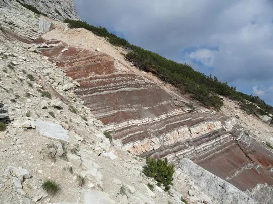 Orme Dinosauri - strati geologici del terreno