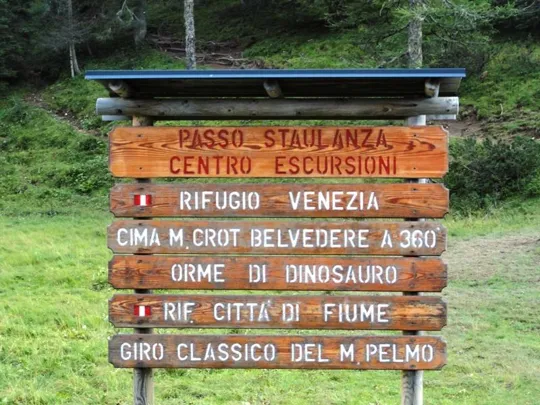 Orme Dinosauri - tabellone dell'escursioni dal Passo Staulanza